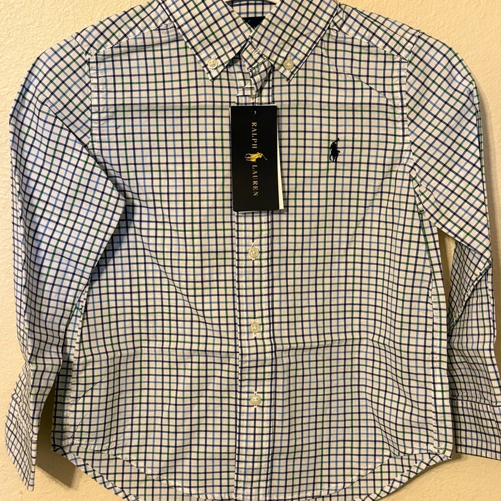 Ralph Lauren boys Green and Blue Plaid Shirt